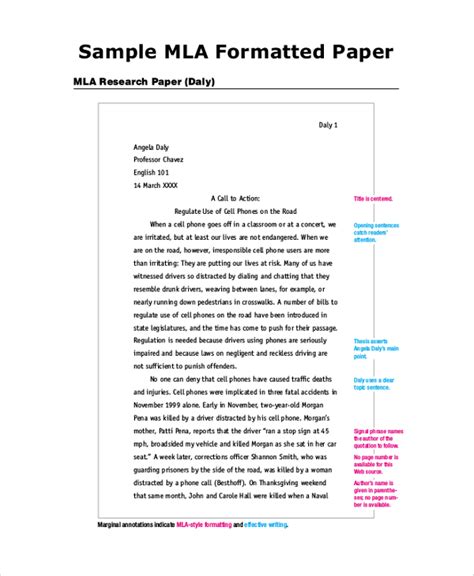 Image result for MLA Format Outline Example