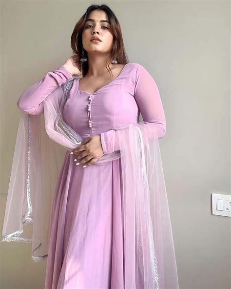Kanak Mishra In Onion Color Celebrity Anarkali Three Piece Suit