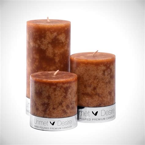 Sandalwood Semi-Mottled Pillar Candle | Highly Scented | Smokeless ...