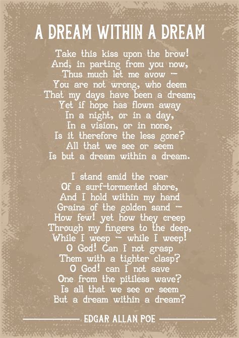 Edgar Allan Poe A Dream Within a Dream Poem Art Print - Etsy New Zealand