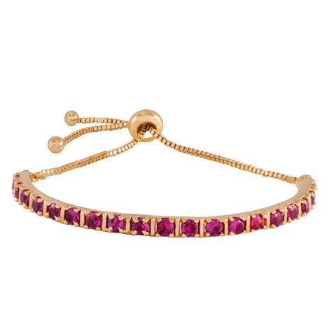 Gold Plated Candy Bracelet with Pink American Diamonds Bracelet – Estele