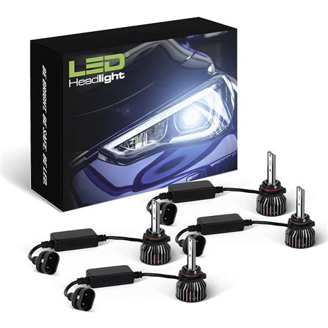 9006/HB4 Low Beam & 9005/HB3 High Beam LED Headlight Bulbs Combo ...