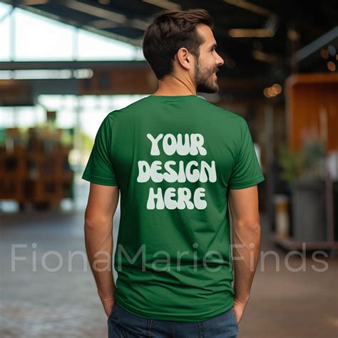Gildan 64000 Kelly Green Shirt Mockup Back View, Back Men's G640 Kelly ...