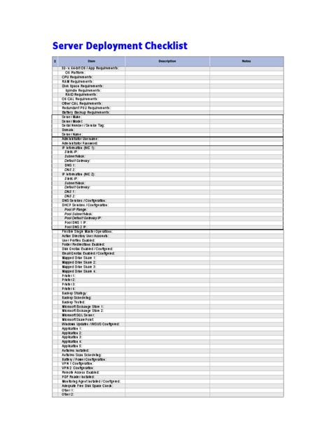 Image result for Software Server List Template