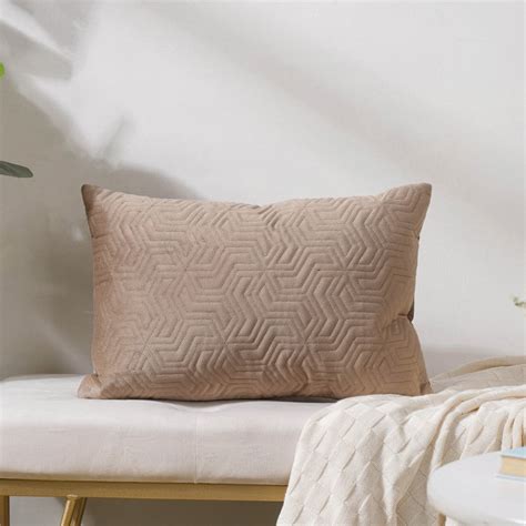 Velvet Lumbar Cushion Cover Beige 12x18 inch Online - Premium Cushion ...