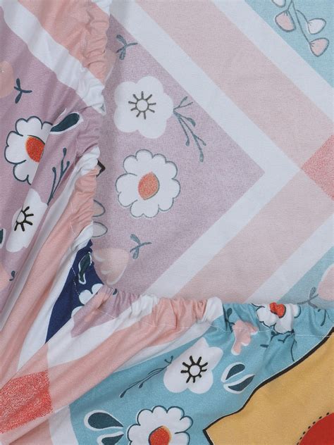 Klotthe Multicolor Geometric 300 TC Cotton Blend Fitted Double Bedshee ...