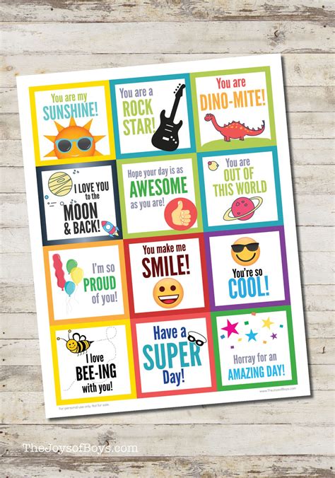 Lunch Box Notes For Kids Free Printable