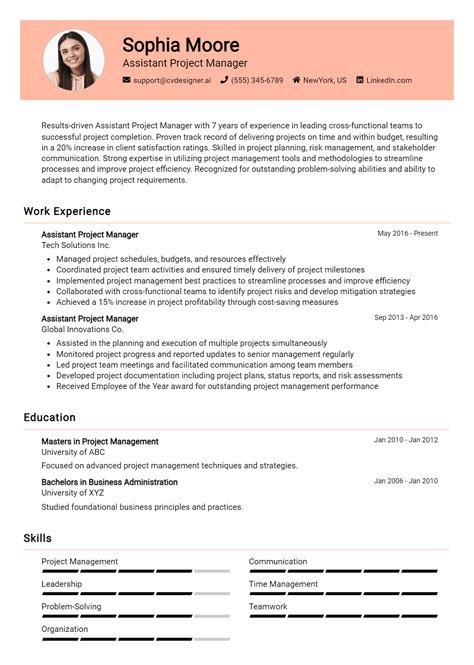 17 Assistant Project Manager Resume Examples And Templates for 2026 - ResumeDesign.ai