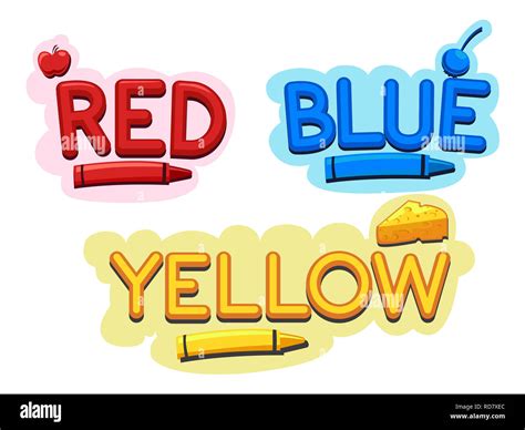 Illustration of Primary Colors and Crayons from Red, Blue and Yellow ...
