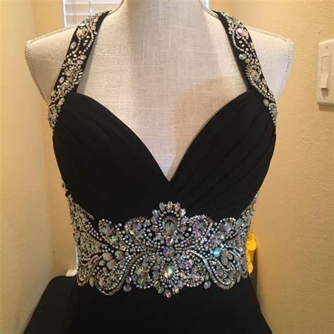 Women's Dress - Black/Silver - 4 - Black Swarovski Cr… - Gem