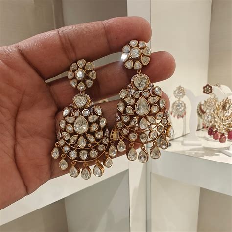 Aks Moissanite polki chaandbali – Rubys Creations