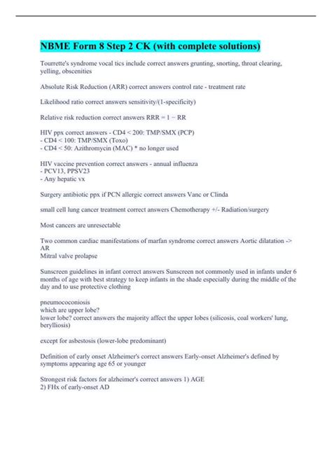 NBME Form 8 Step 2 CK (with complete solutions) - NBME - Stuvia US