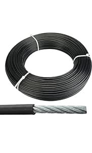 Empera Gym Machine Wire Rope PU Coated Cable Inside Steel (Black,5 MM ...