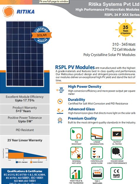 RSPL 24 P 72 Cells Series | RSPL | Solar Panels | Turnkey Solar EPC ...