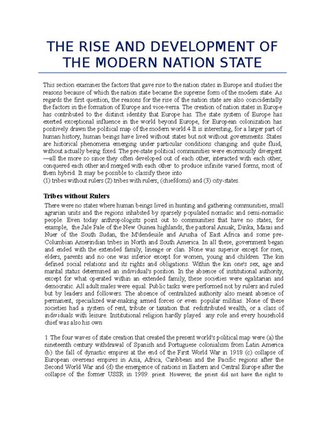 THE RISE AND Development OF THE Modern Nation State - THE RISE AND ...