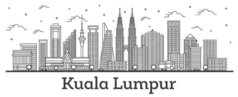 Outline kuala lumpur malaysia city skyline with modern buildings ...