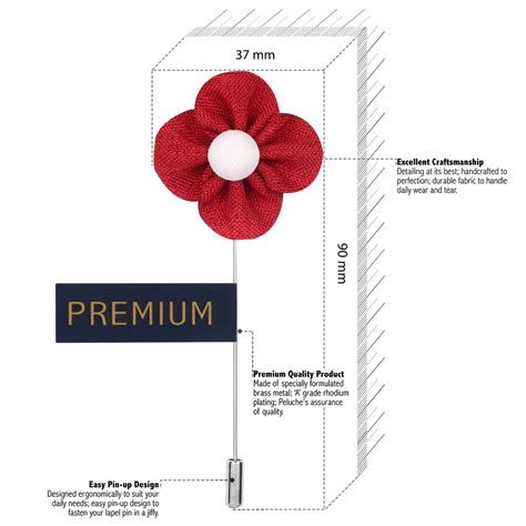 Buy The Four Petal Flower - Red Brooch Lapel Pin Online |Buy Lapel Pin ...