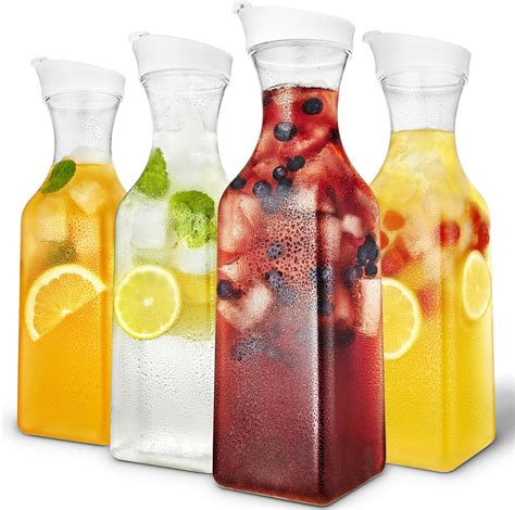 Amazon.com: Stock Your Home 50 oz Square Carafes Plastic Juice Carafe ...