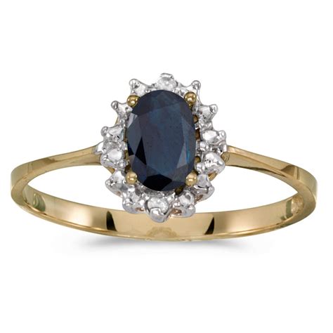 10k Yellow Gold Oval Sapphire And Diamond Ring - Walmart.com