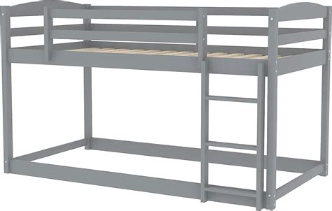 Buy Low Bunk Beds Twin Over Twin Wood Floor Bunk Bed Frame with Slat ...