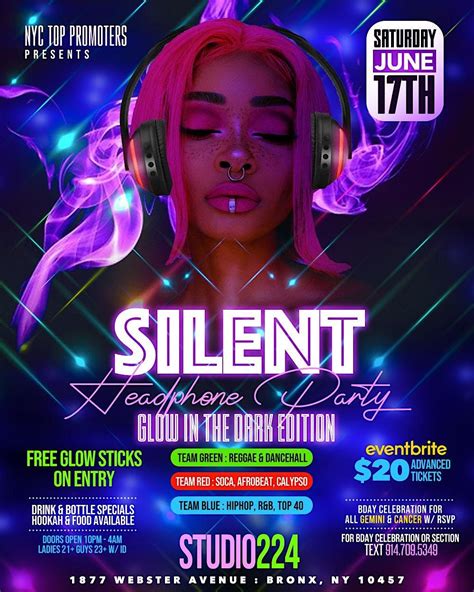 SILENT HEADPHONE PARTY ( GLOW IN THE DARK EDITION, 1877 Webster Ave ...