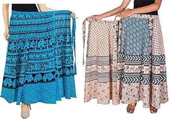 Buy Payuri Fashion Women's Combo Jaipuri Maxi Skirt, Sanganeri Print ...