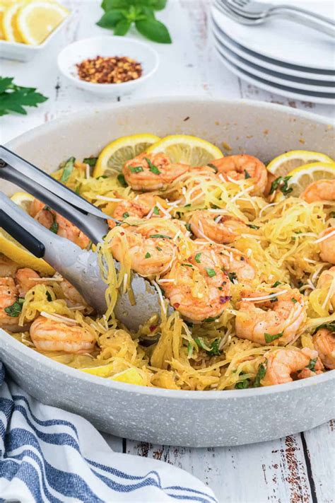 Spaghetti Squash Shrimp Scampi - Wholesome Made Easy