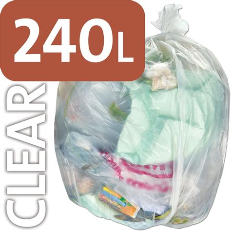 Alina 25 x 240L Polythene Clear Heavy-Duty Wheeled Bin Liner/Wheelie ...