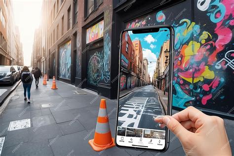 Augmented reality street art in an urban setting with dynamic overlays ...