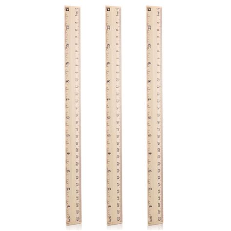 Wood Ruler 12 Inch, 3 Pack Wooden Ruler, Metric Ruler, Straight Edge ...