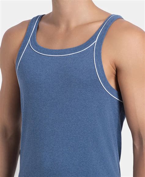 Buy Super Combed Cotton Rib Square Neck Gym Vest with Graphic Print ...