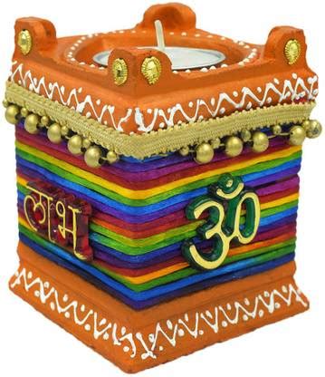 Sonpatti Decor Tulsi Diya Candle Holder With shubh labh, Swastika And ...