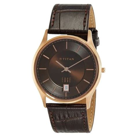 Titan Edge Black Dial Analog with Date Leather Strap watch for Men