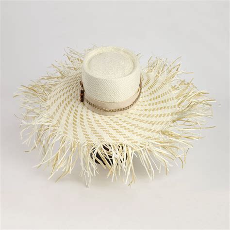 White beach hat with golden elements MILOS BEACH HAT – Josephine Hats