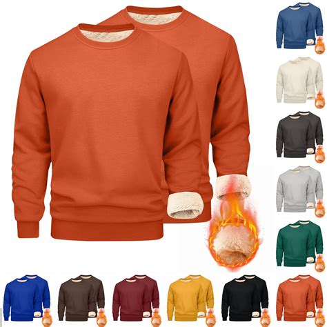 BXINGOHAI 2 Pack Men's Crewneck Sweatshirt Warm Sherpa Lined ...