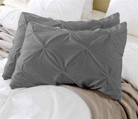 Amazon.com: King Pillow Shams Set of 2 Pinch Pleated Dark Grey Pillow ...