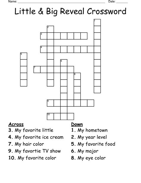 Little & Big Reveal Crossword - WordMint