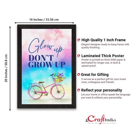 "Glow up Don't Grow Up Motivational Quote Satin Matt Texture UV Art ...