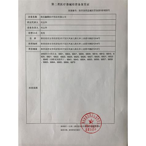 渭南第二类医疗器械经营凭证-陕西天霖财税管理有限公司