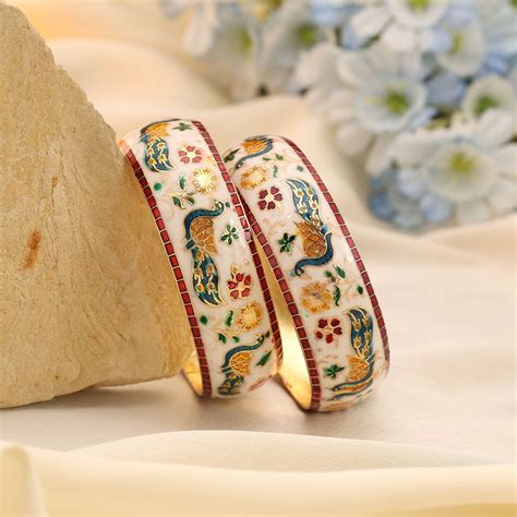 Multi Color Hand Painted Meenakari Bangle Featuring Artistic Enamel Fi ...