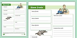 KS2 Steve Irwin Biography Template - Twinkl