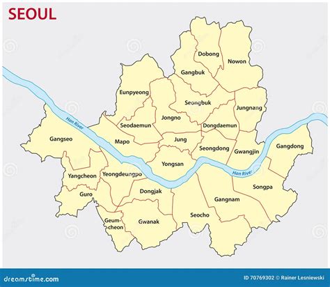 Administrative Map Of Seoul Stock Illustration - Image: 70769302