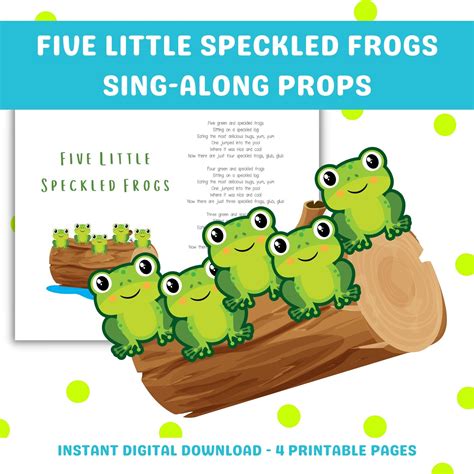 Five Little Speckled Frogs Printable Props. Nursey Rhymes - Etsy Australia