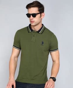 U.S. POLO ASSN. Solid Men Polo Neck Light Green T-Shirt - Buy U.S. POLO ...
