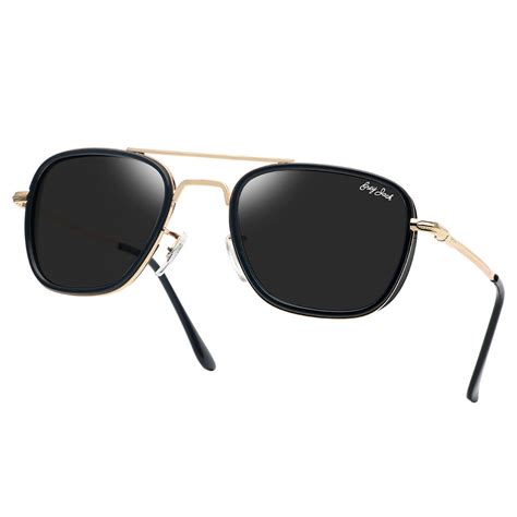 GREY JACK Metal Frame Rectangular Polarized Edith Sunglasses for Men W ...