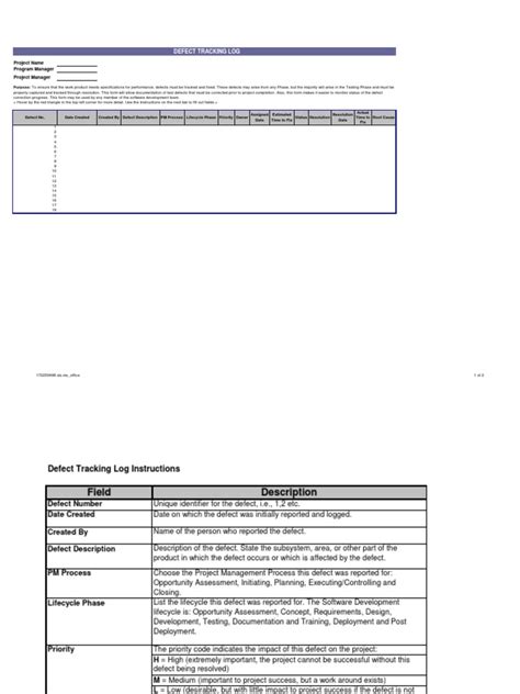 Image result for Defect Tracking Log Template