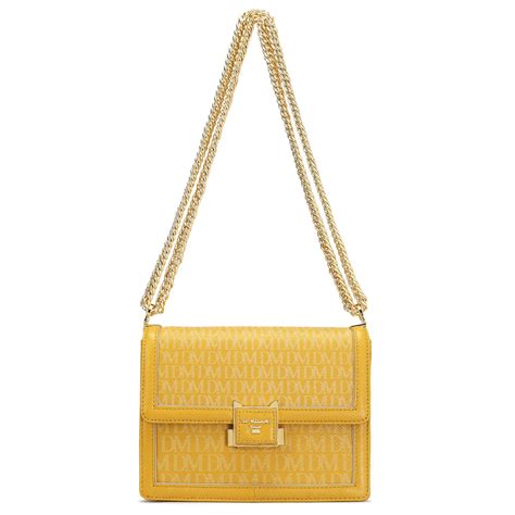 Small Monogram Leather Shoulder Bag - Mustard – Da Milano