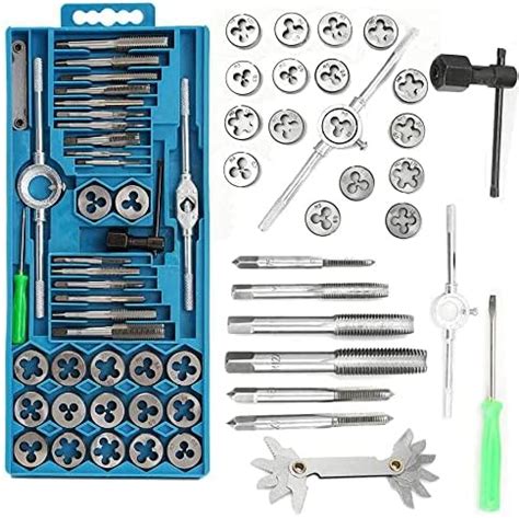 ARUDIP Tap and Die Set 40 Pcs Carbon Steel Milling Threading Tool Kit ...
