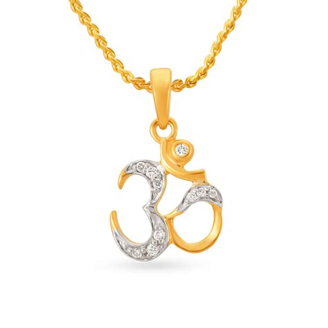 Tanishq Diamond Treats 18 Karat Yellow Gold Diamond Pendant with Om Design