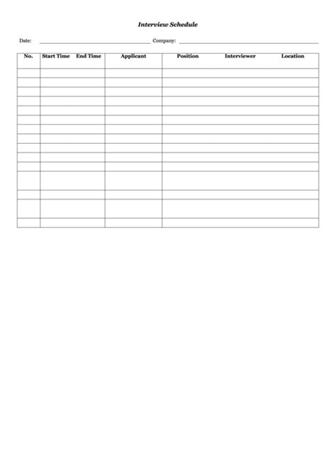 Interview Schedule Template PDF 的图像结果
